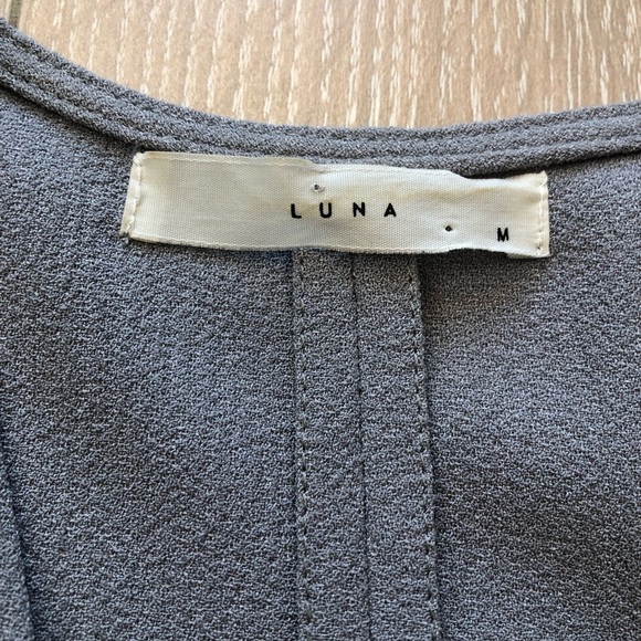 Luna Crepe Wrap Mini Dress in Grey Size M - Picture 7 of 13